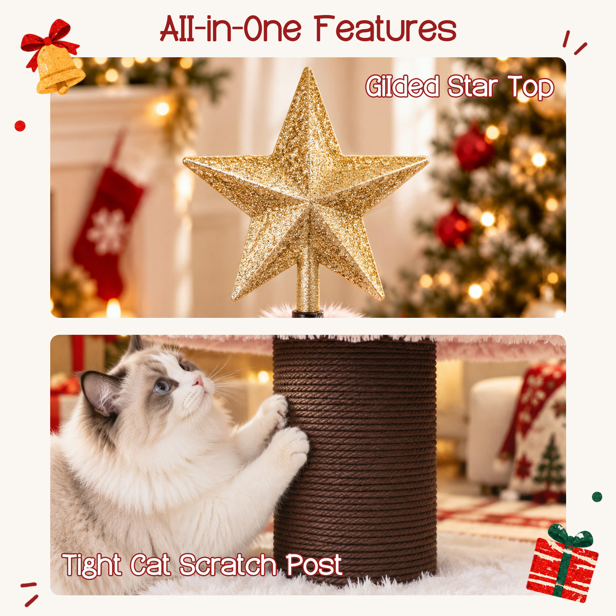 47.2" Decorative Vertical Christmas Tree-Style Cat Tree