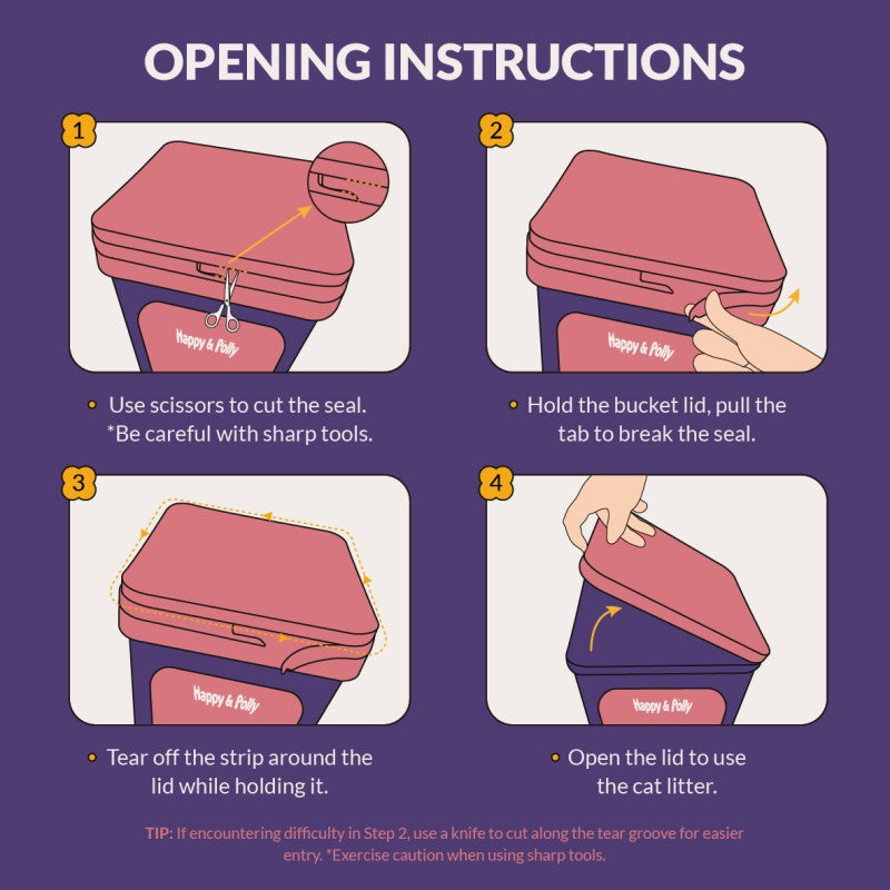 cat litter opening instruction