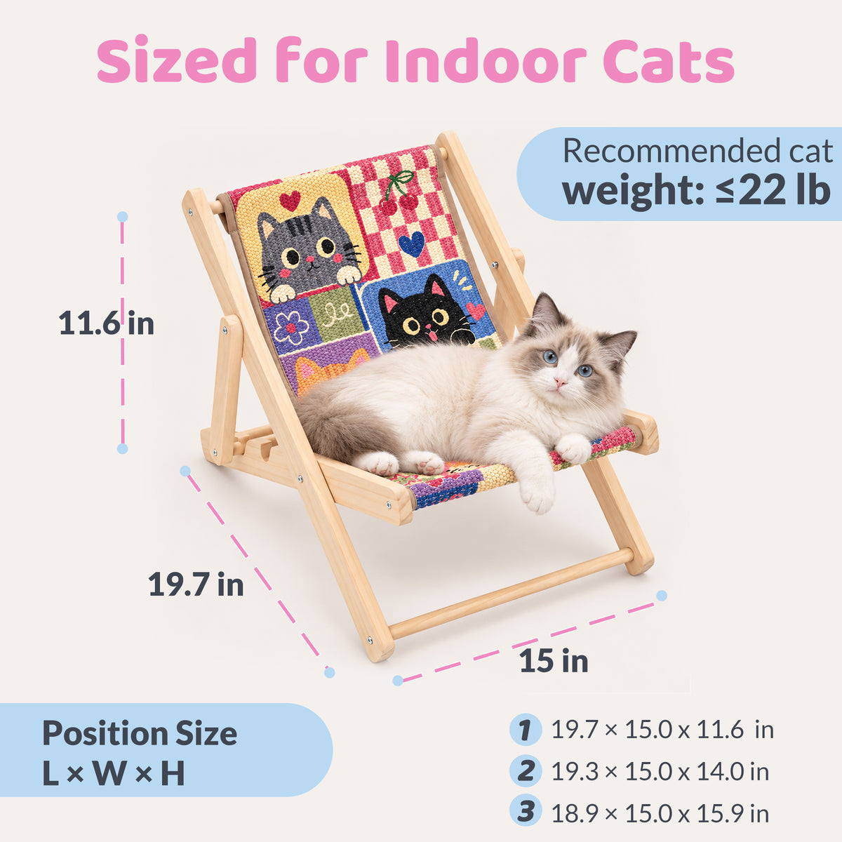 Chair dimensions and recommended cat weight