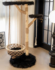 Black Cloud Swing Cat Tree in a living room setting