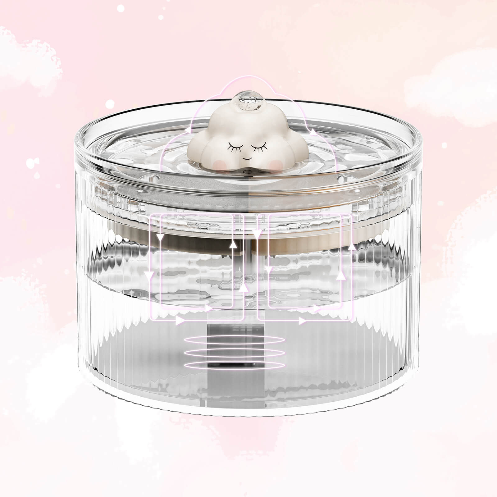 50oz Cloud Cat Water Fountain: Enhanced Filtering for Refreshing