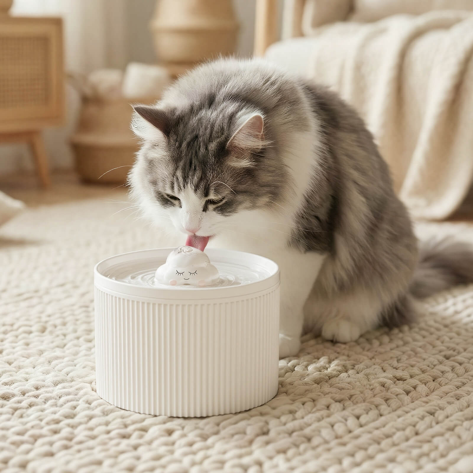 50oz Cloud Cat Water Fountain: Enhanced Filtering for Refreshing