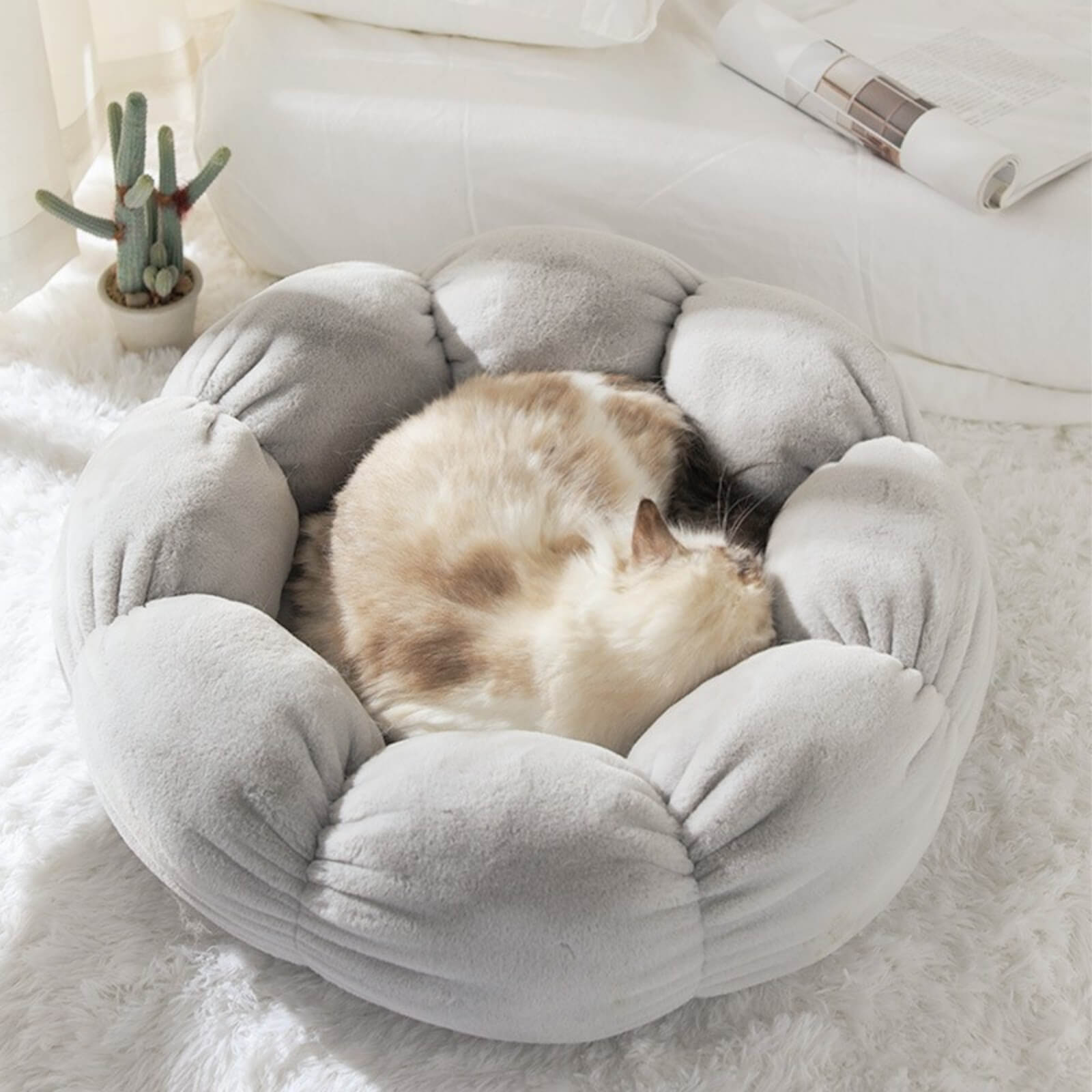 Bloomy Flower Cozy Plush Cat Bed – Happy & Polly
