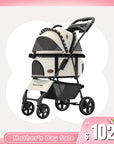 Foldable Pet Stroller with Detachable Carrier