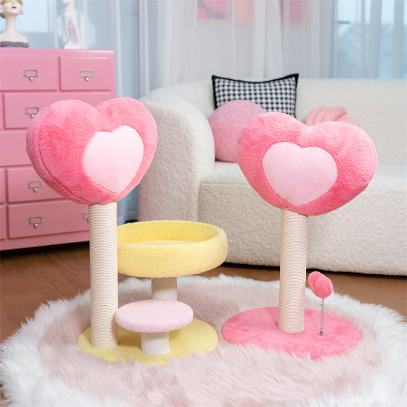 Hit Your Heart Cat Tree Heart style and Yellow Platform style together.