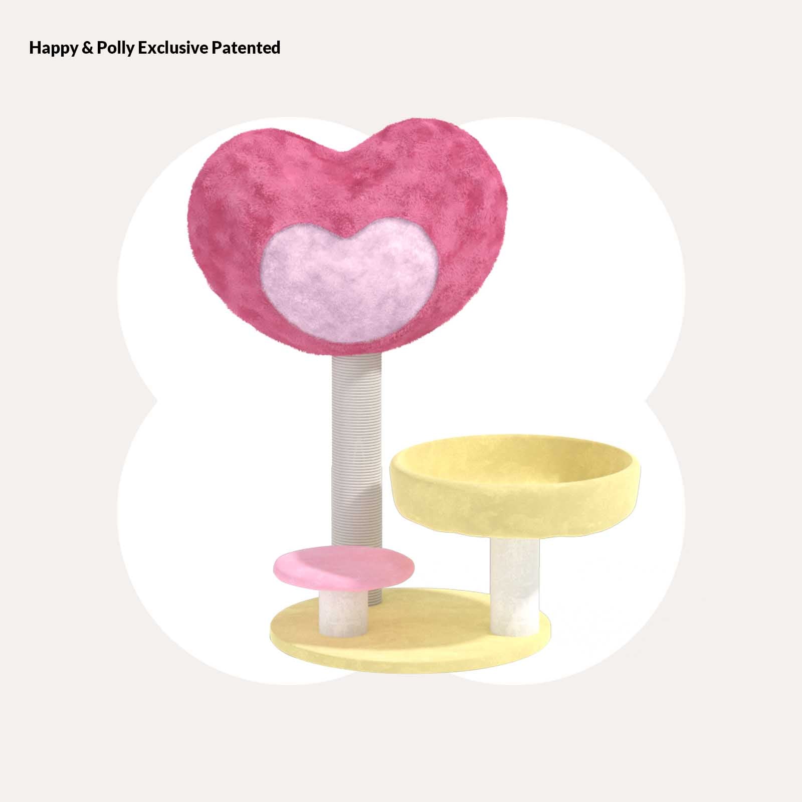 Hit Your Heart Cat Tree front view – multi-platform cat tree with heart-shaped design.