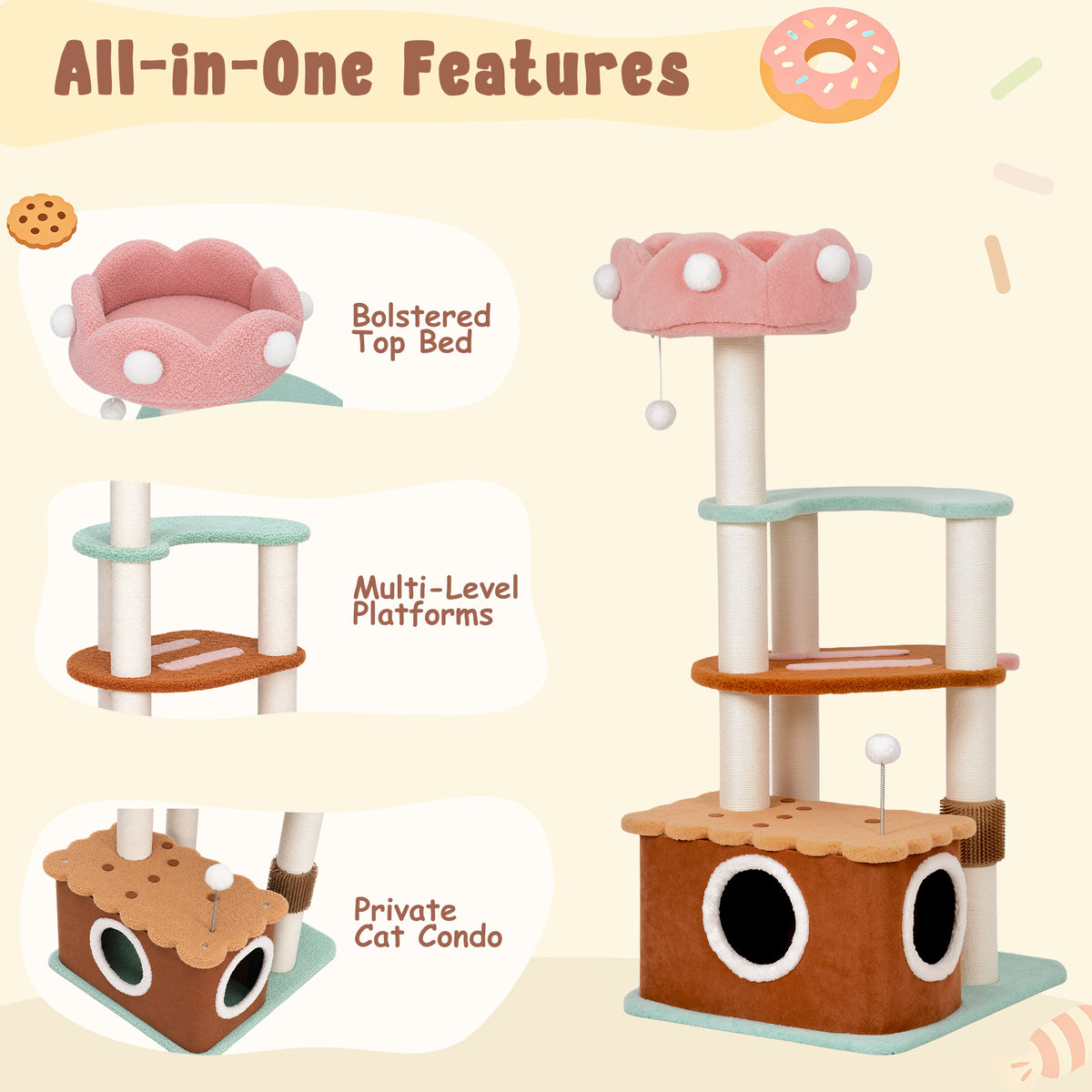 Medium Ice Cream Cat Tree-features-Happy&amp;Polly