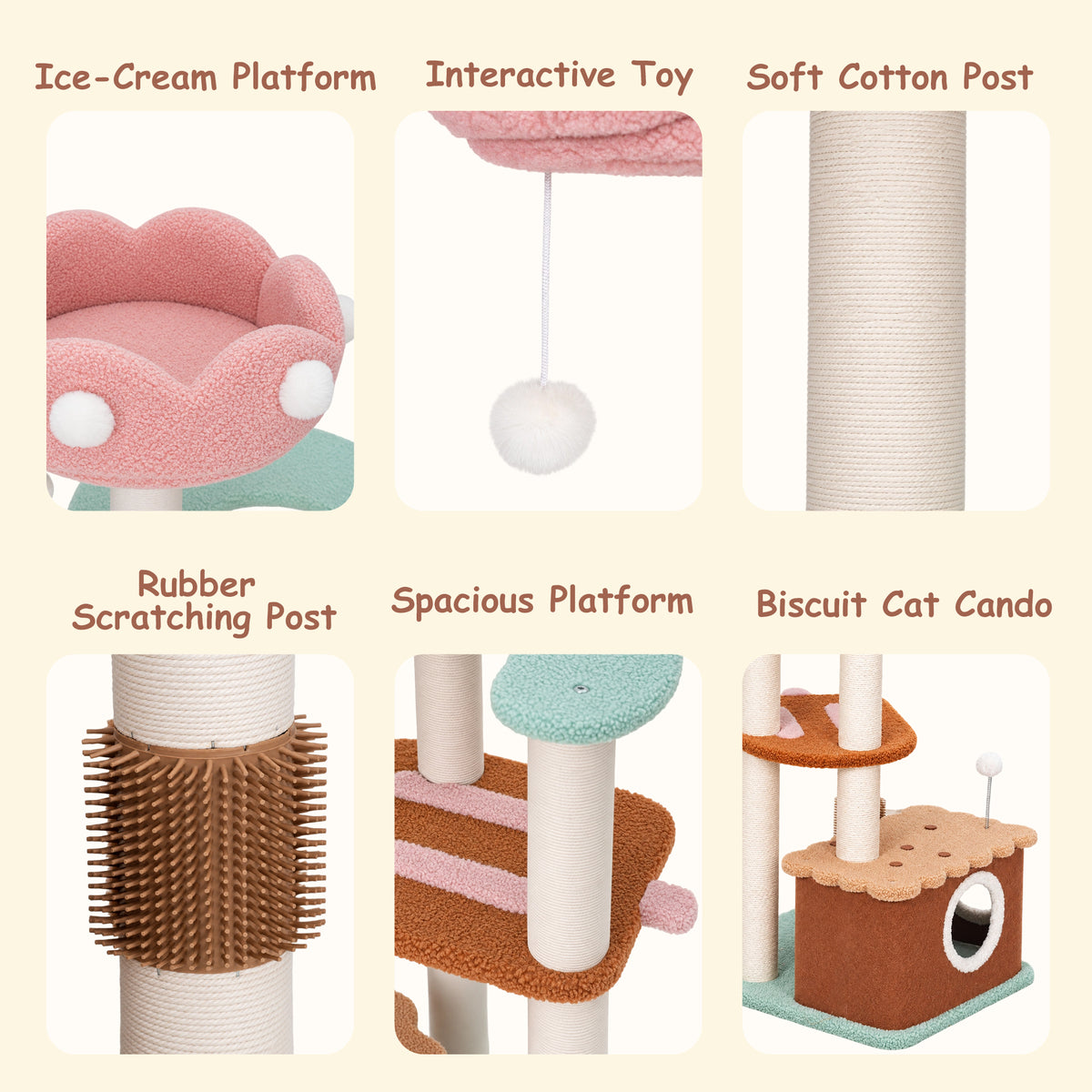 Medium Ice Cream Cat Tree-details-Happy&amp;Polly