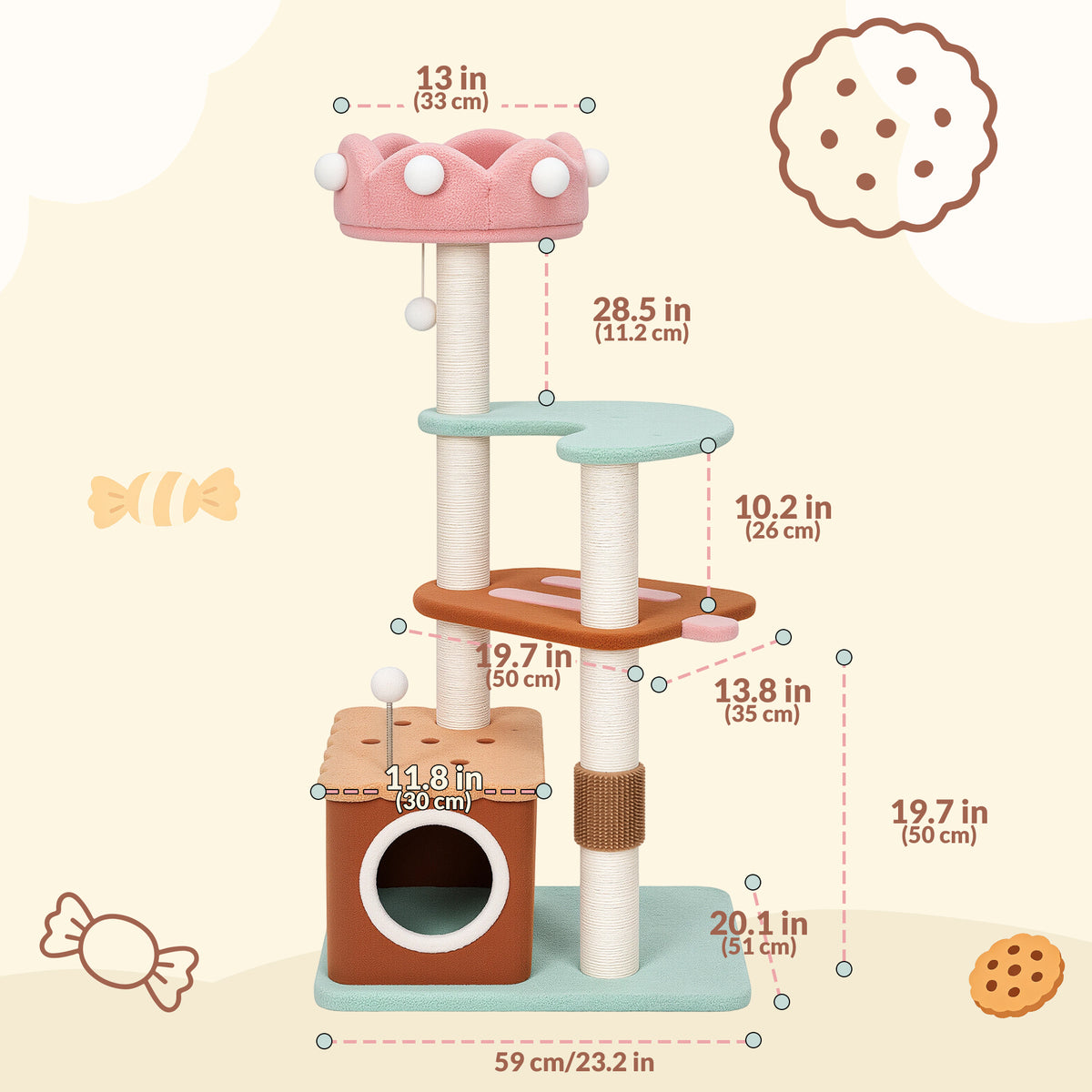 Medium Ice Cream Cat Tree-size-Happy&amp;Polly