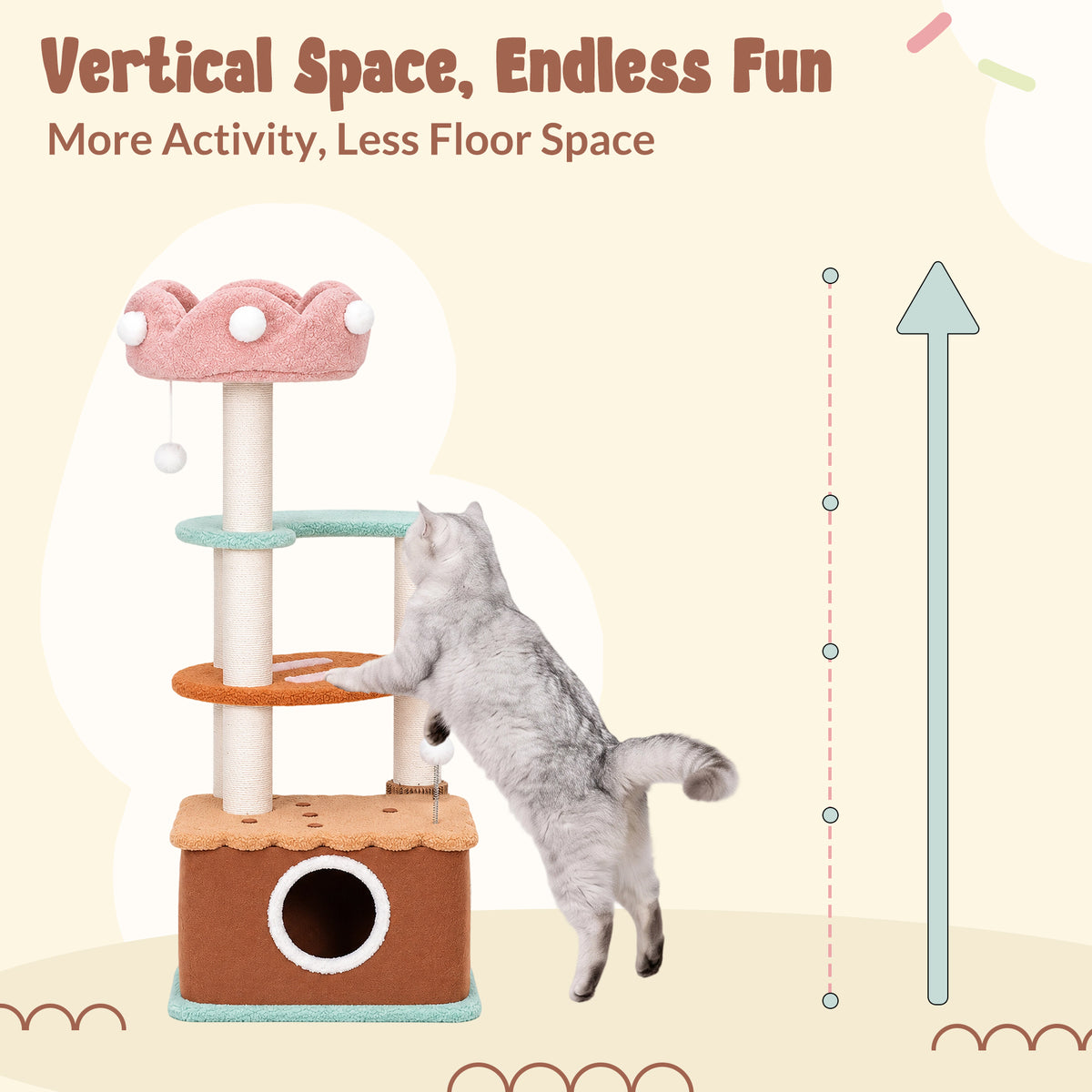 Medium Ice Cream Cat Tree-vertical space design-Happy&amp;Polly