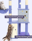 Cat scratching the sisal rope board of King Cloud Cat Tree – promotes healthy claws.