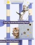 King Cloud Cat Tree sisal scratching post and cozy nest details for comfort and play.