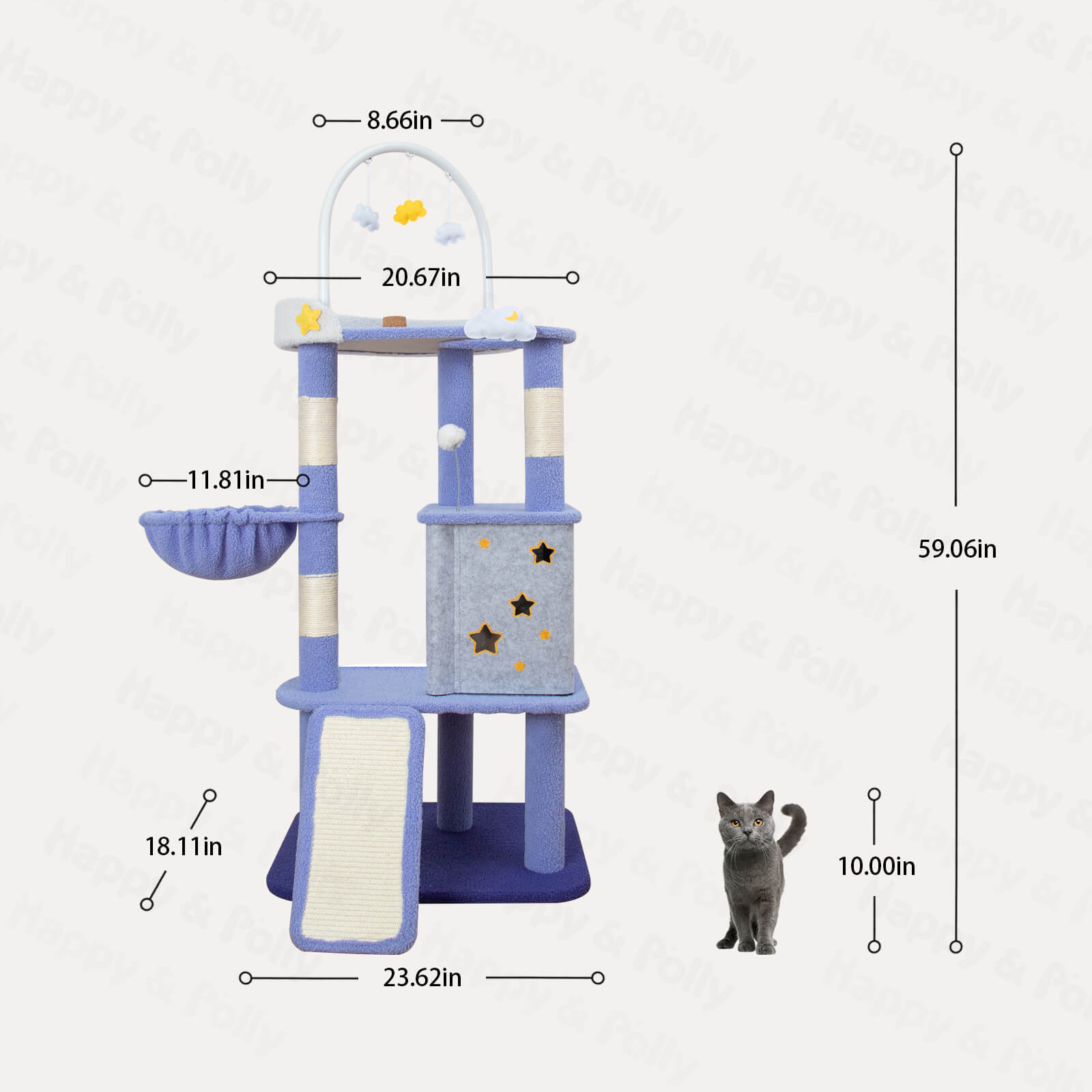 King Cloud Cat Tree dimensions and size guide – perfect for spacious homes.