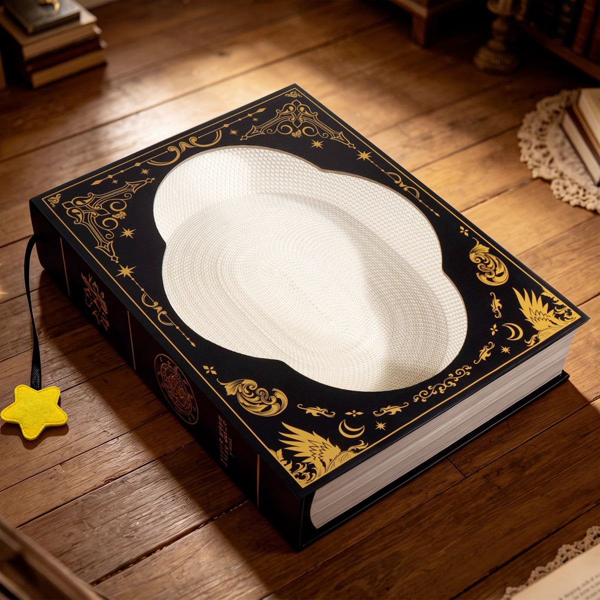 Book-shaped cat scratcher product view