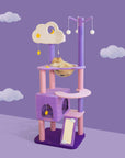 A cat sleeping in the bowl of moonlight cat tree