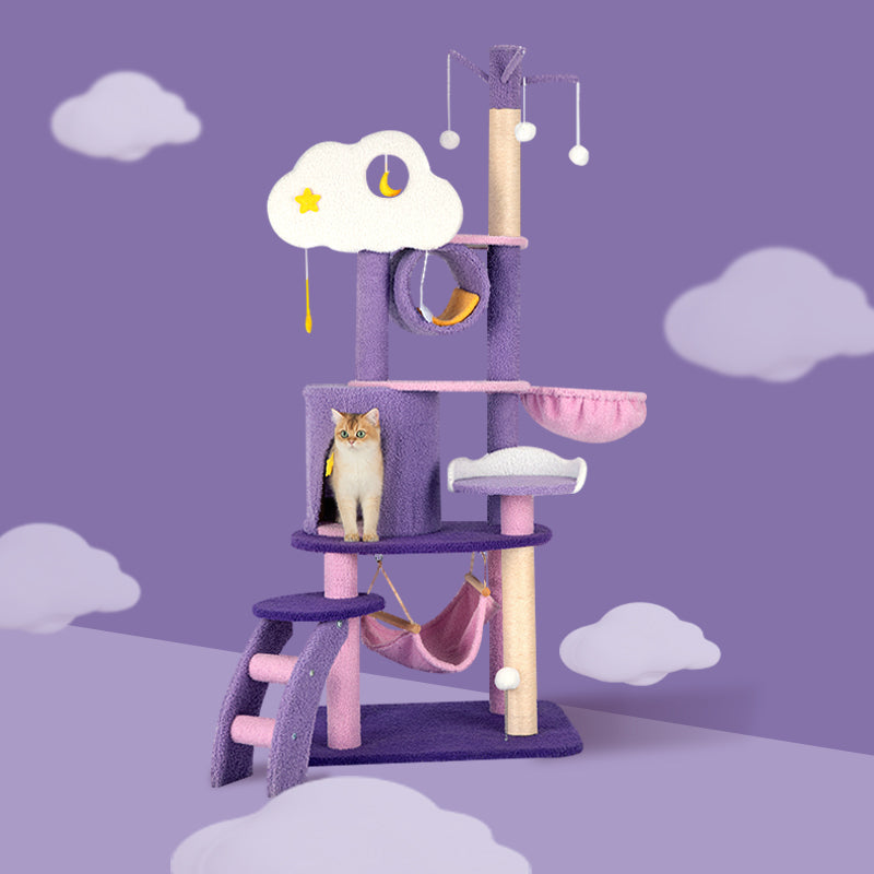 lavender tree and cats Moonlight Cat Tree – Happy & Polly
