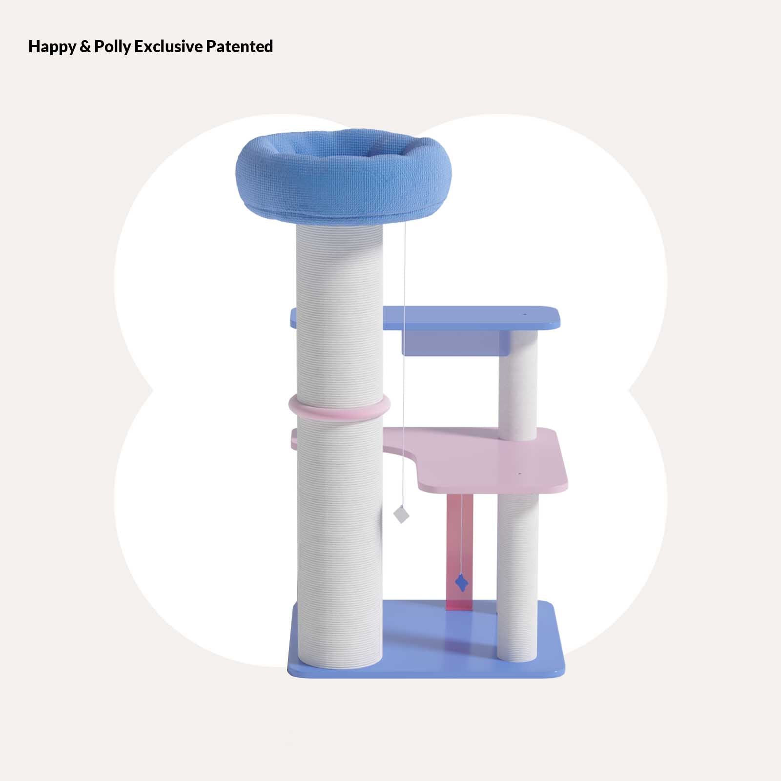 MoraSky Cat Tree front view – tall cat tree with multiple platforms and cozy top perch.