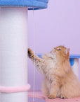 Cat scratching the sisal-covered post of MoraSky Cat Tree – durable sisal for healthy claws.