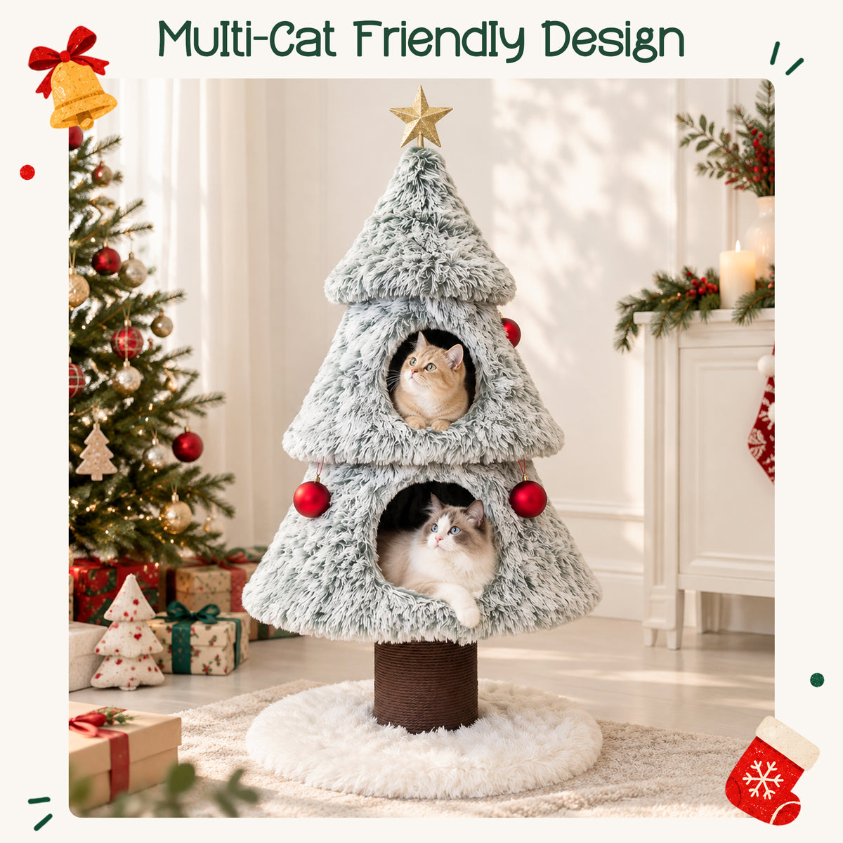 47.2" Decorative Vertical Christmas Tree-Style Cat Tree