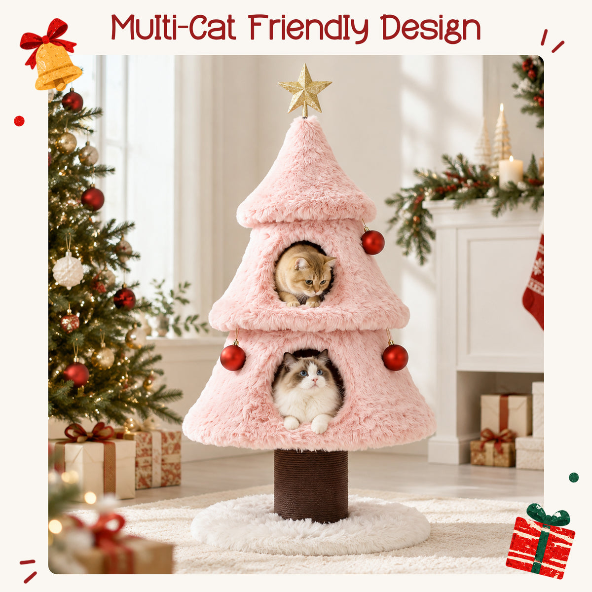 47.2" Decorative Vertical Christmas Tree-Style Cat Tree