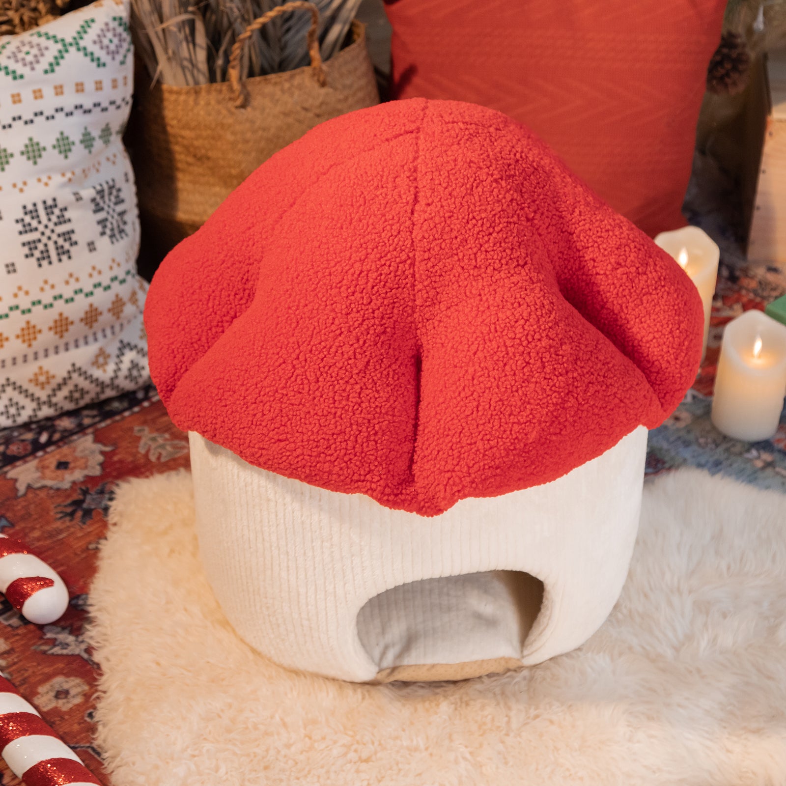 mushroom cat bed for christmas