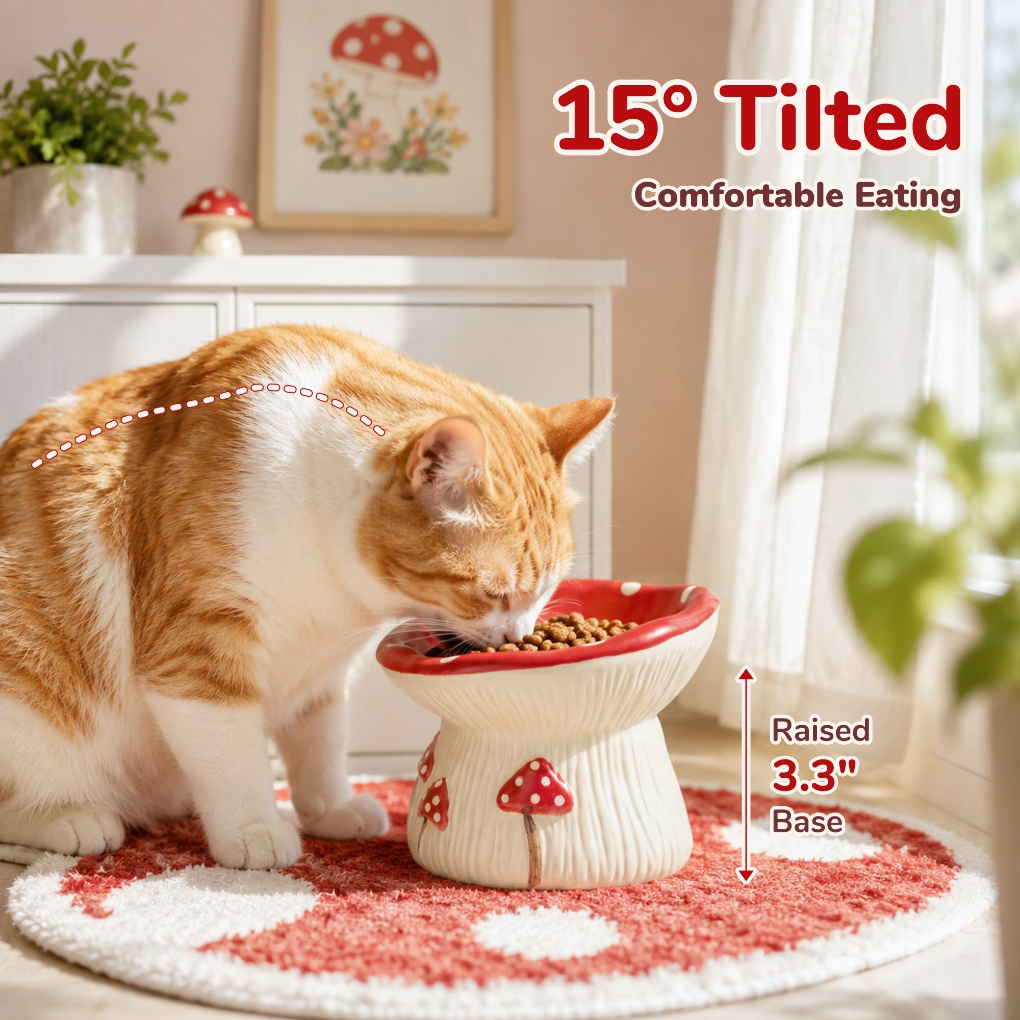 15-degree tilted elevated cat bowl design