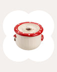 30oz Mushroom Picnic Ceramic Cat Water Fountain on floral background