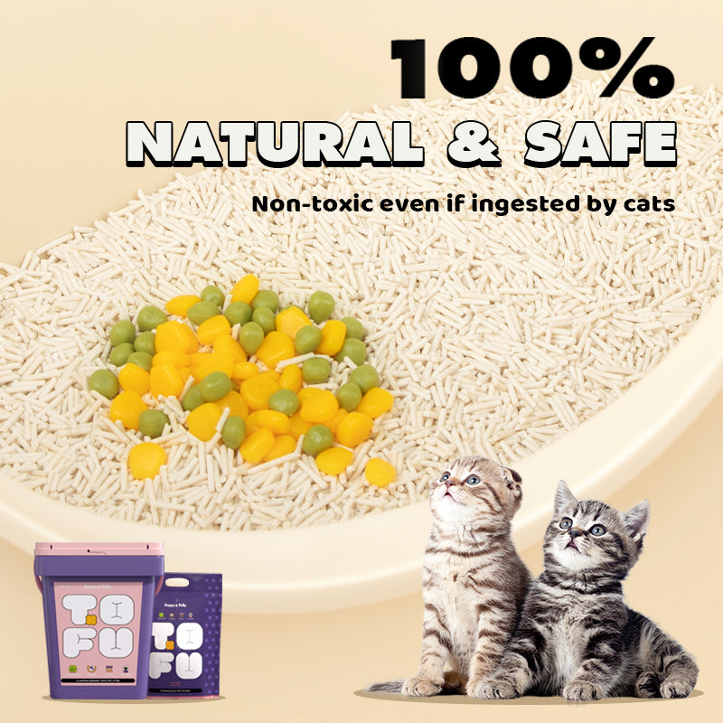 Happy Polly 20lbs Clumping Organic Tofu Cat Litter Dust Free Odor Control Low Tracking with A 2mm Diameter Size 20lb Bucket for 3 Months