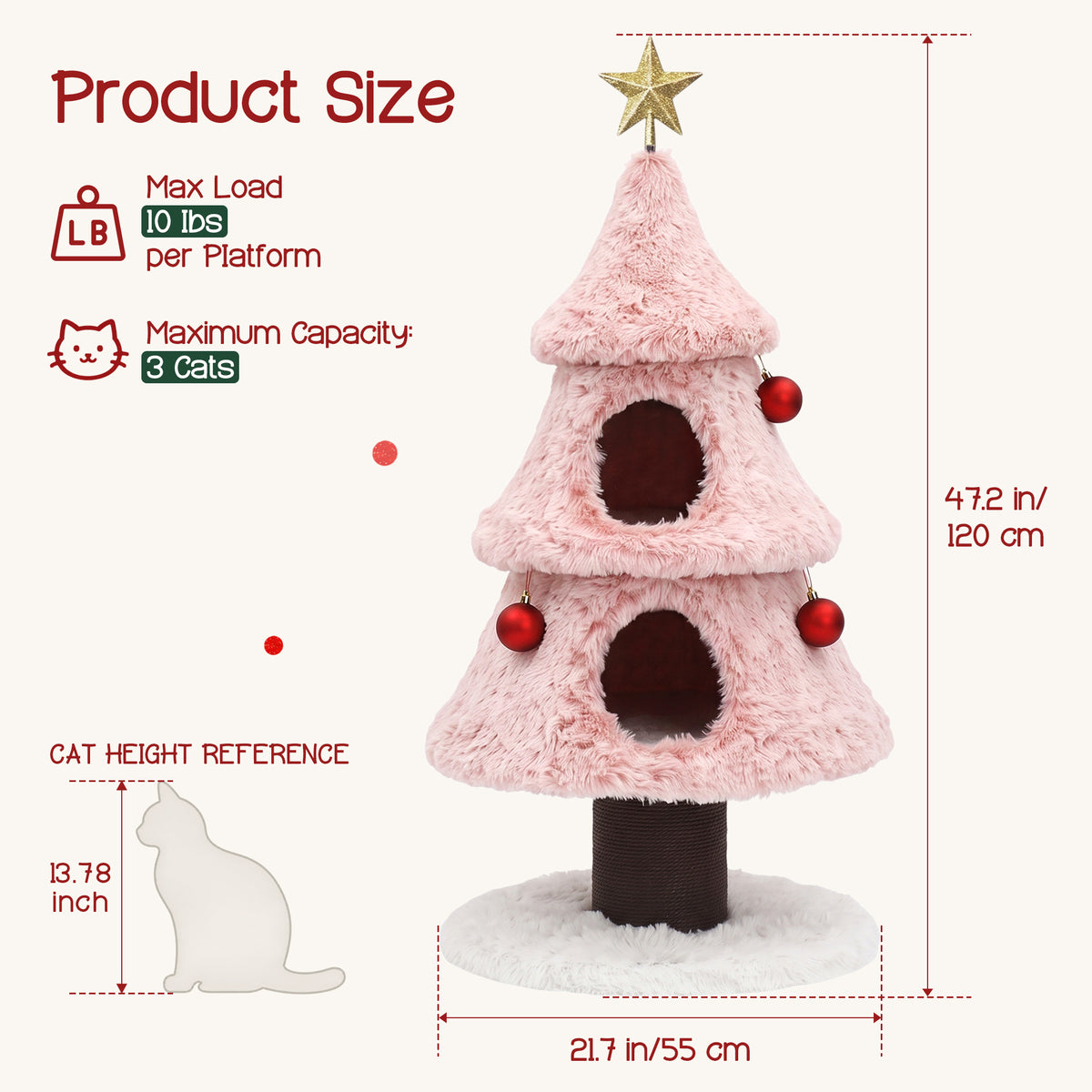 47.2" Decorative Vertical Christmas Tree-Style Cat Tree