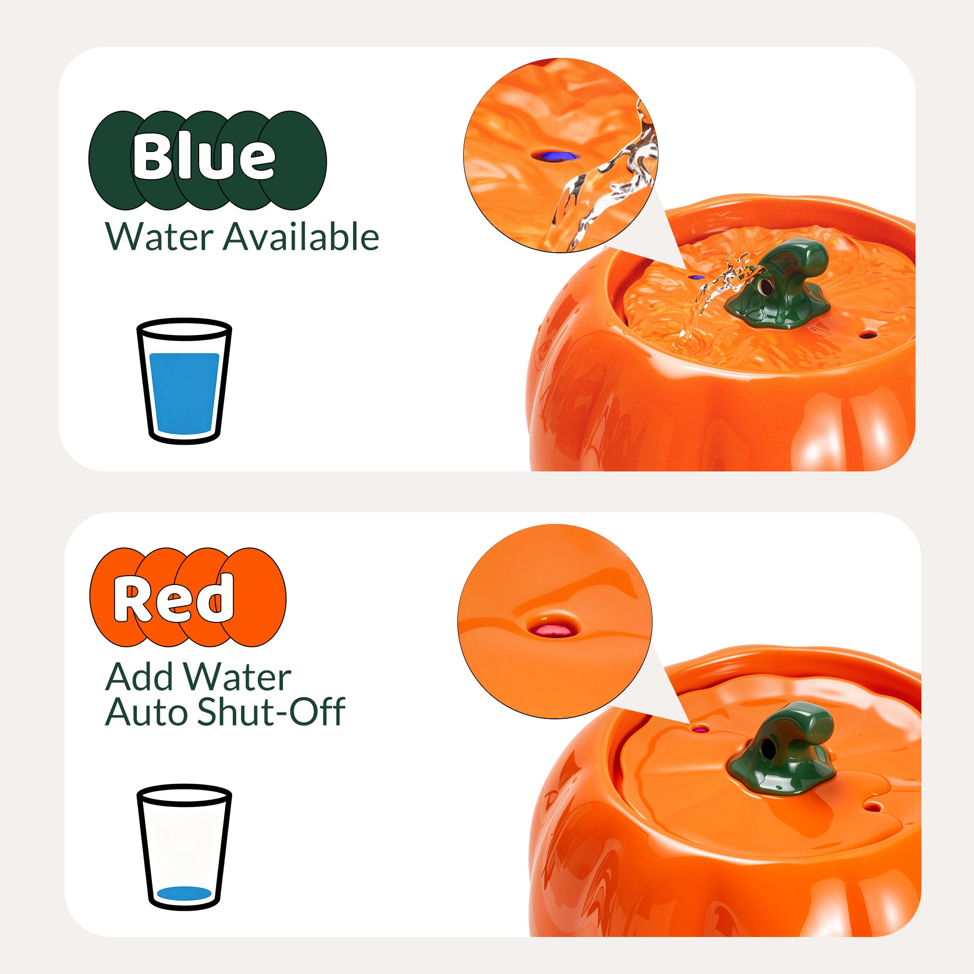 Low-water status light and auto shutoff