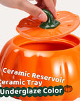 Underglaze ceramic reservoir and tray