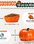 Dimensions and capacities of the 44 oz fountain and 10 oz bowl.
