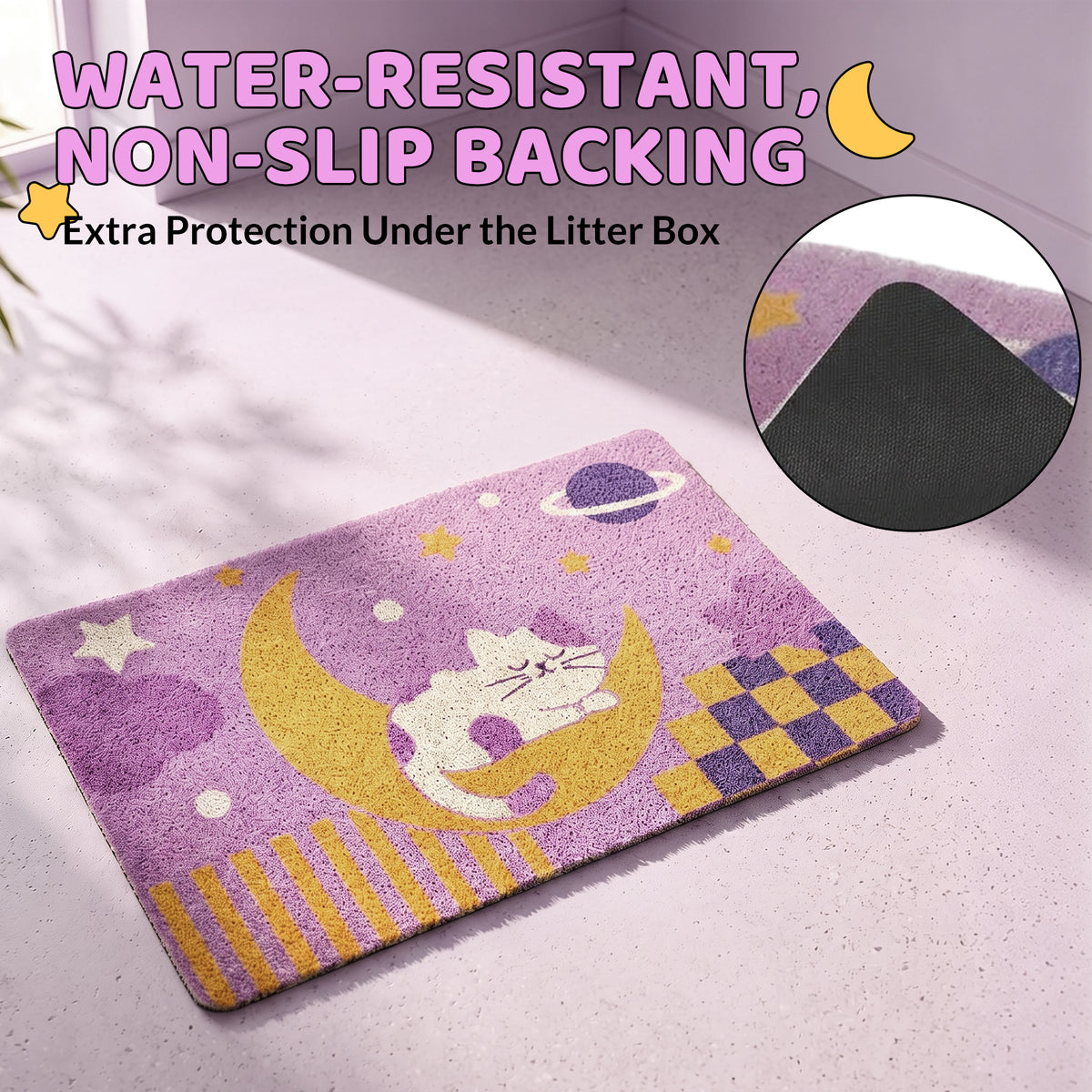 Water-resistant non-slip backing detail