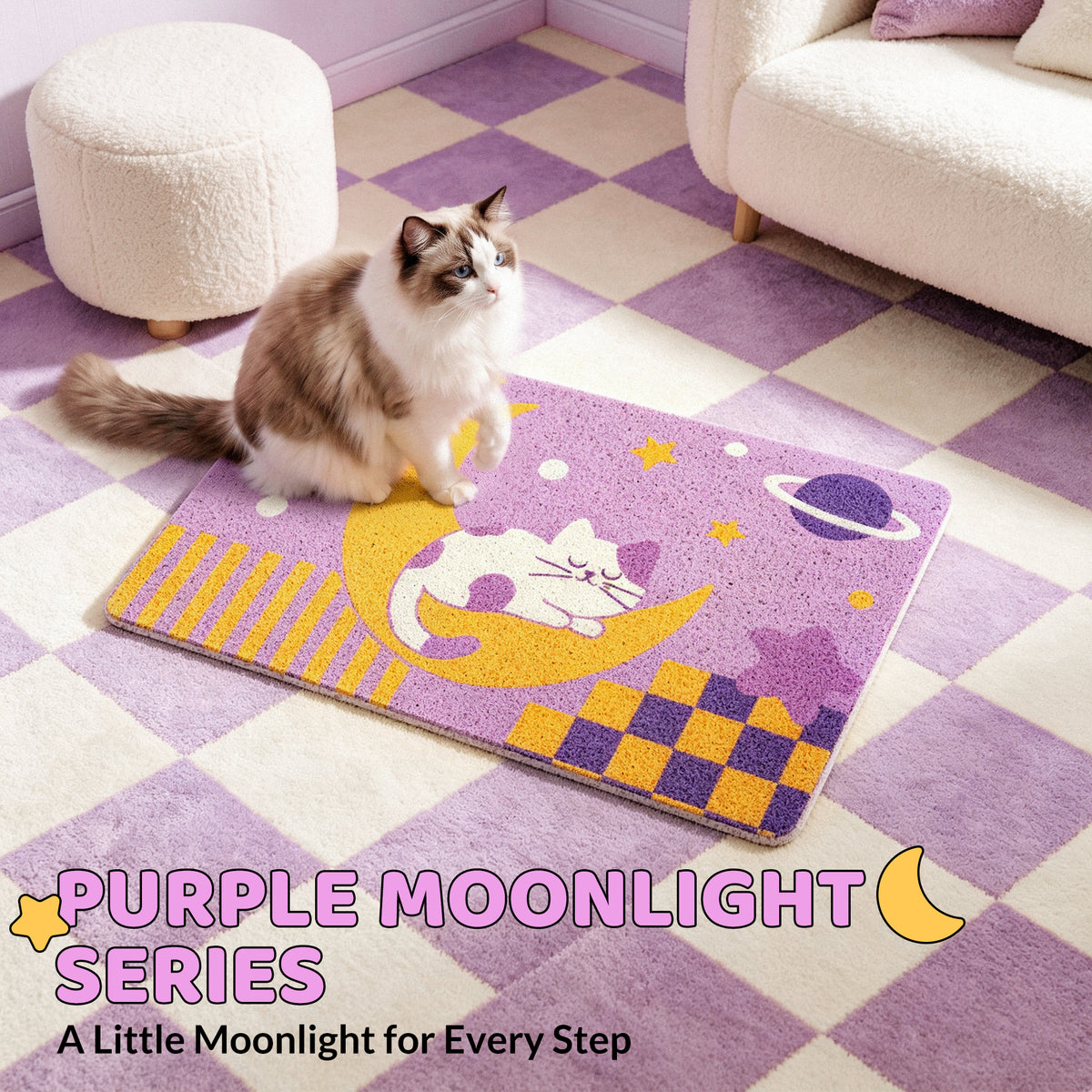 Moonlight Dream Cat Litter Mat Purple Moonlight Series