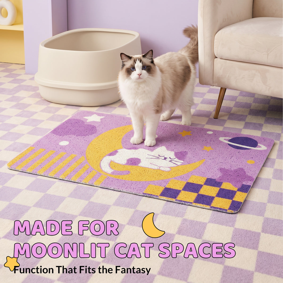 Moonlight Dream Cat Litter Mat room scene