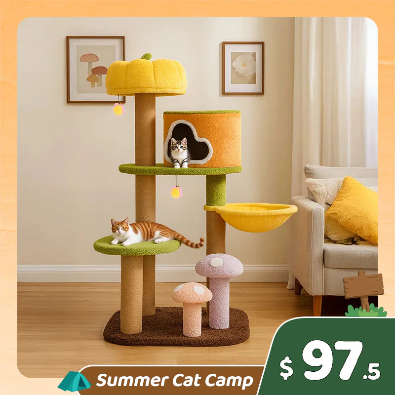 Summer Cat Camp Sale - Enchanted Blossom Solid Wood Cat Tree