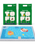 Happy & Polly Tofu & Cassava Cat Litter two 5.5lb Bags with Summer Pool Cat Litter Mat — white background