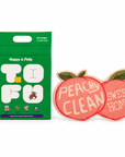 Happy & Polly Tofu & Cassava Cat Litter 5.5lb Bag with Fruit Series Cat Litter Mat — Peach — white background