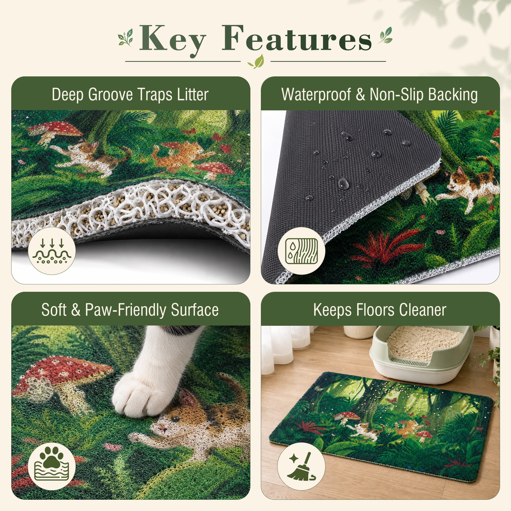 Tropical Jungle Cat Litter Mat detail