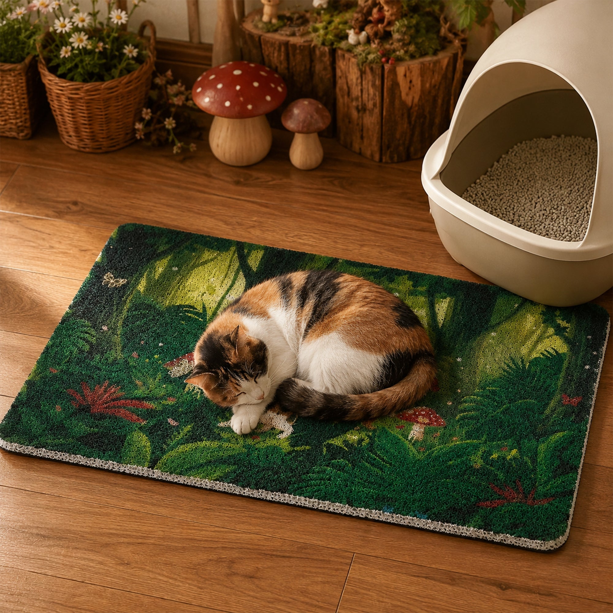 Tropical Jungle Cat Litter Mat detail