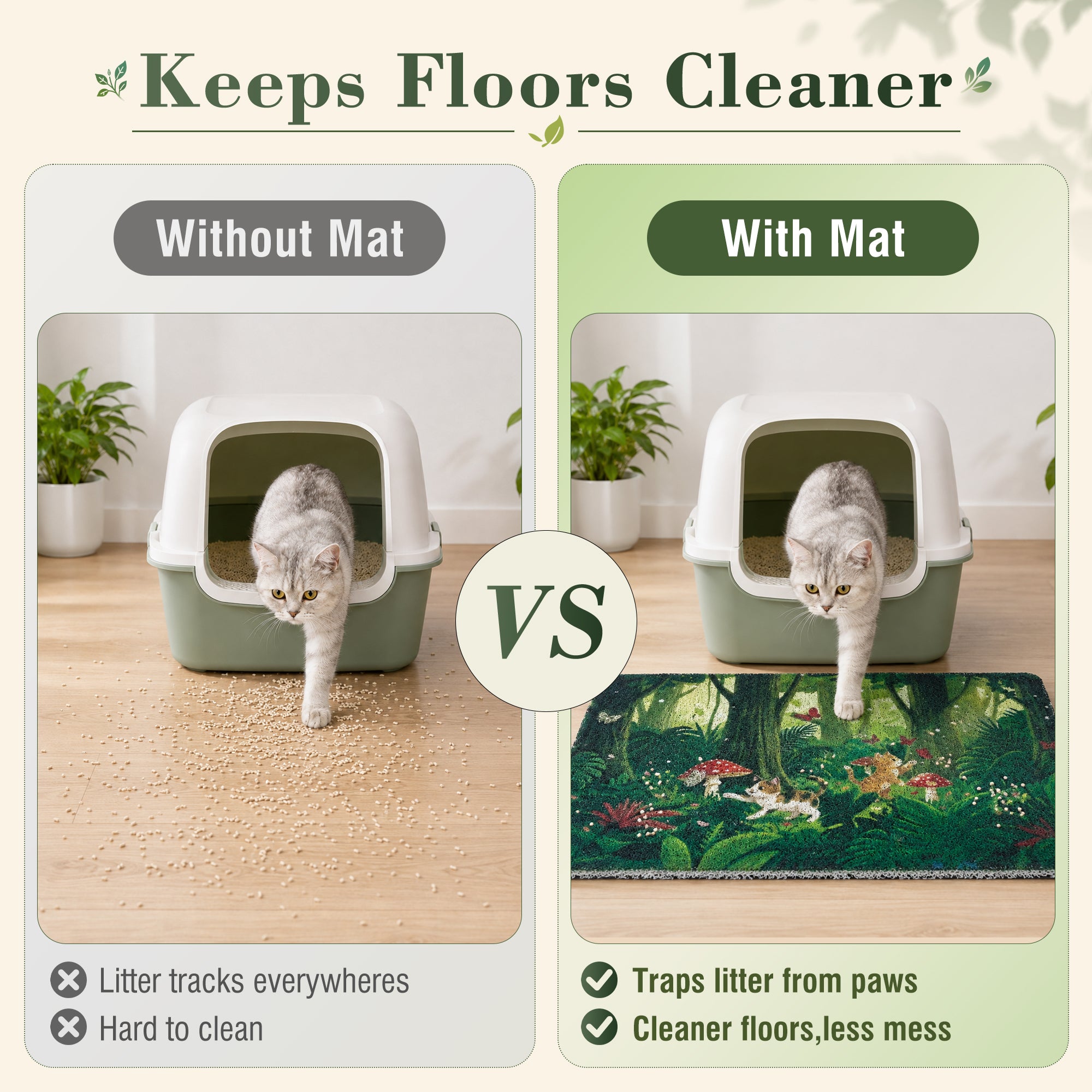 Tropical Jungle Cat Litter Mat lifestyle