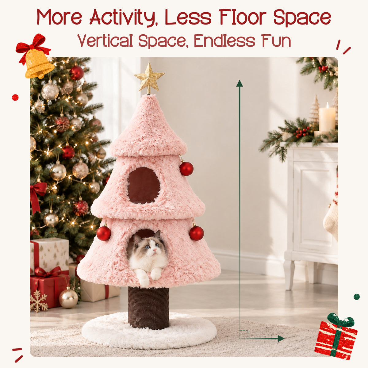 47.2" Decorative Vertical Christmas Tree-Style Cat Tree