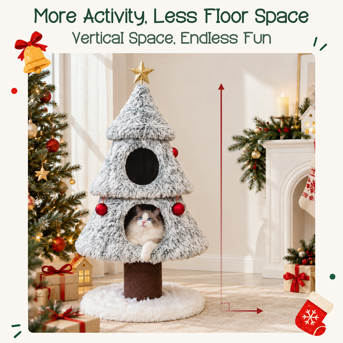 47.2" Decorative Vertical Christmas Tree-Style Cat Tree