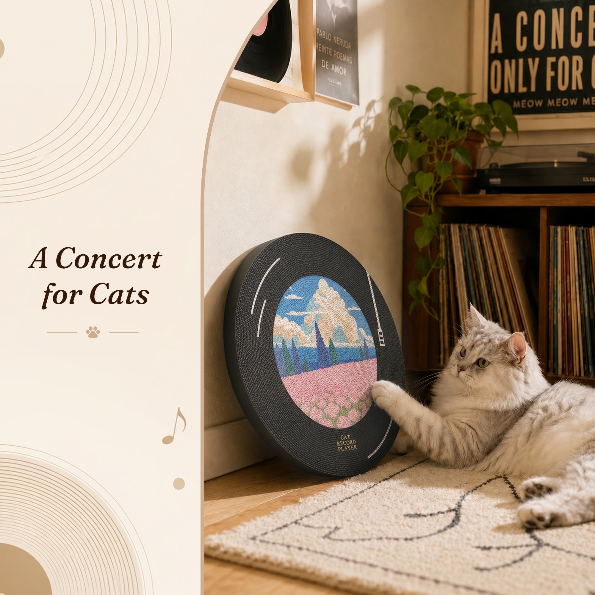 Vinyl Dreams Wall Cat Scratcher a concert for cats