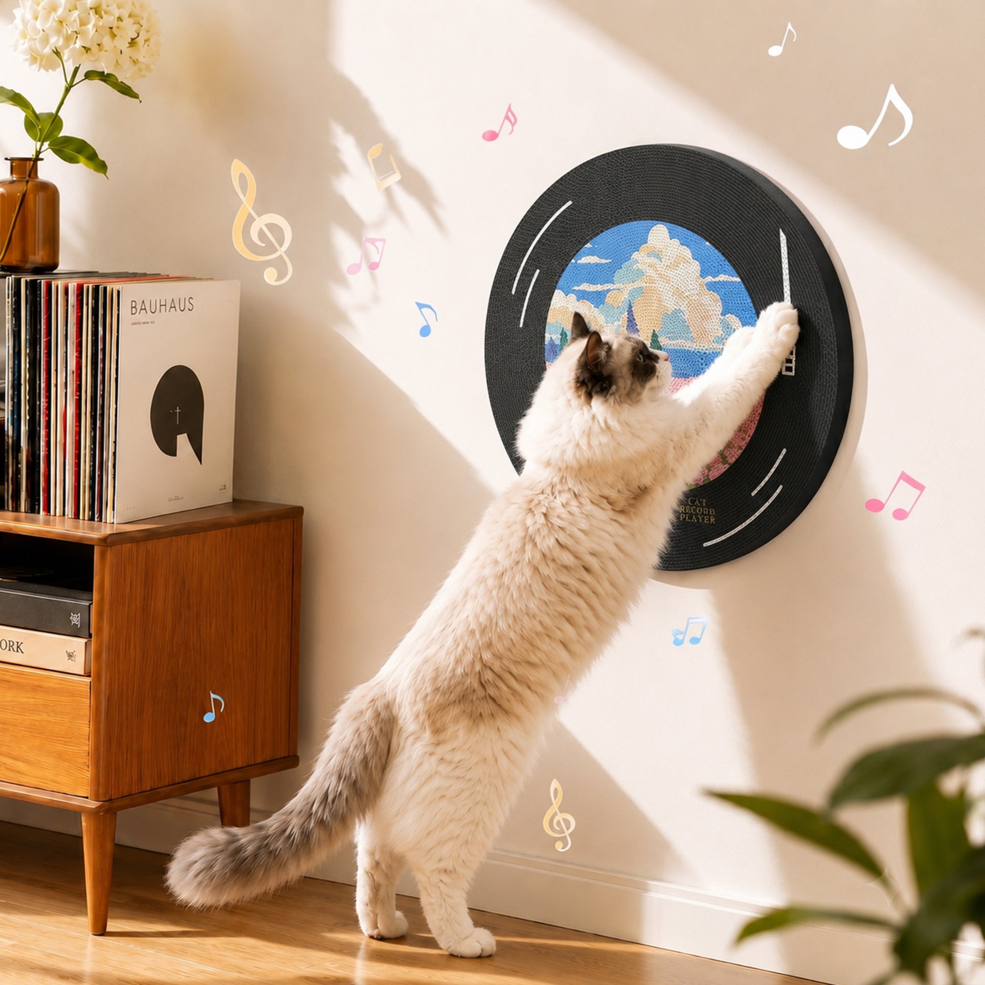 Vinyl Dreams Wall Cat Scratcher musical scratching scene