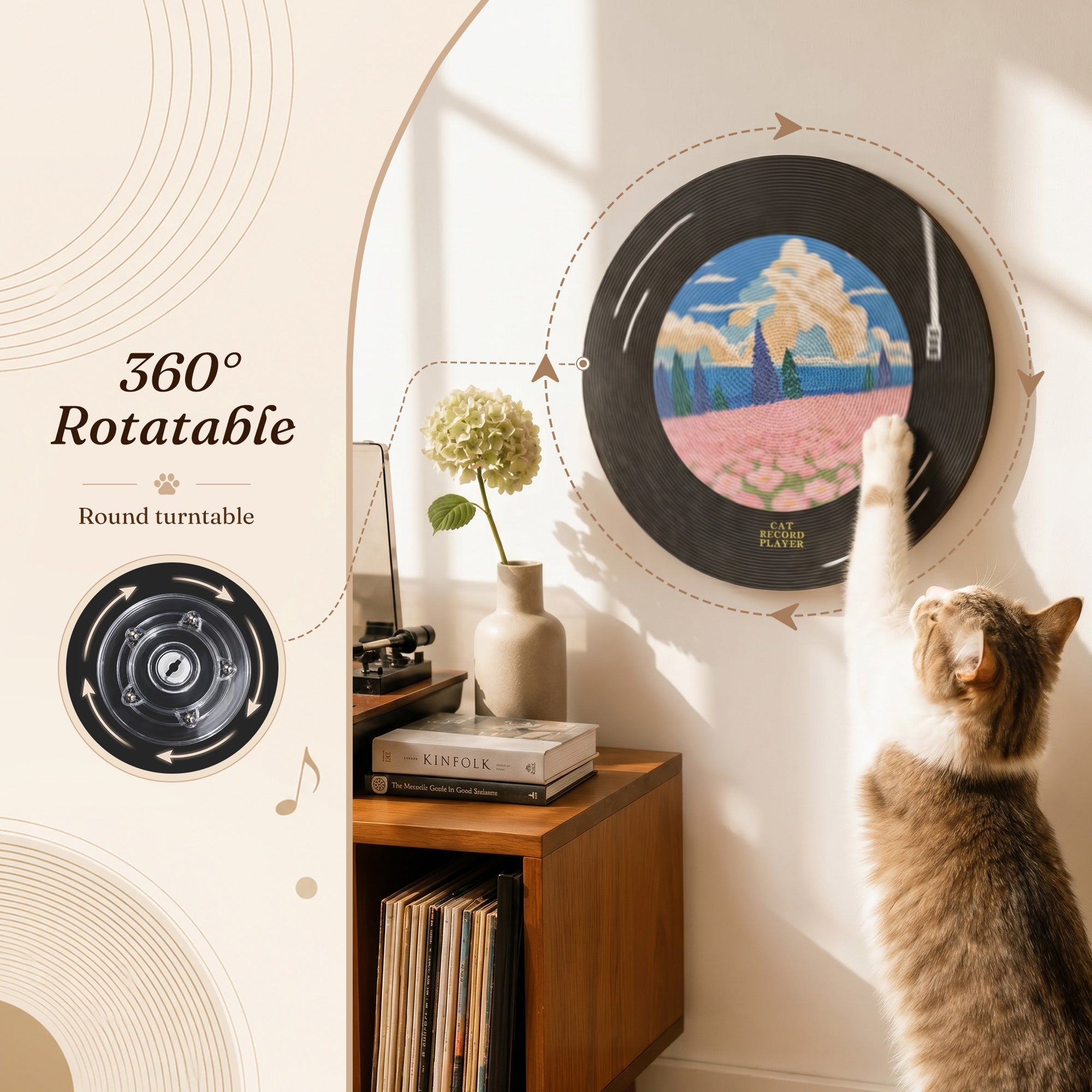 Vinyl Dreams Wall Cat Scratcher 360 rotatable feature