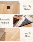 Wooden Art Cat Scratcher House removable art panel and easy clean design