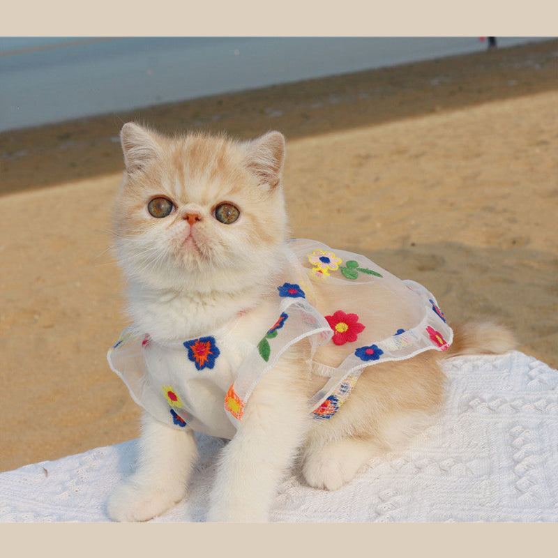 Flower Embroidery Cat Dress