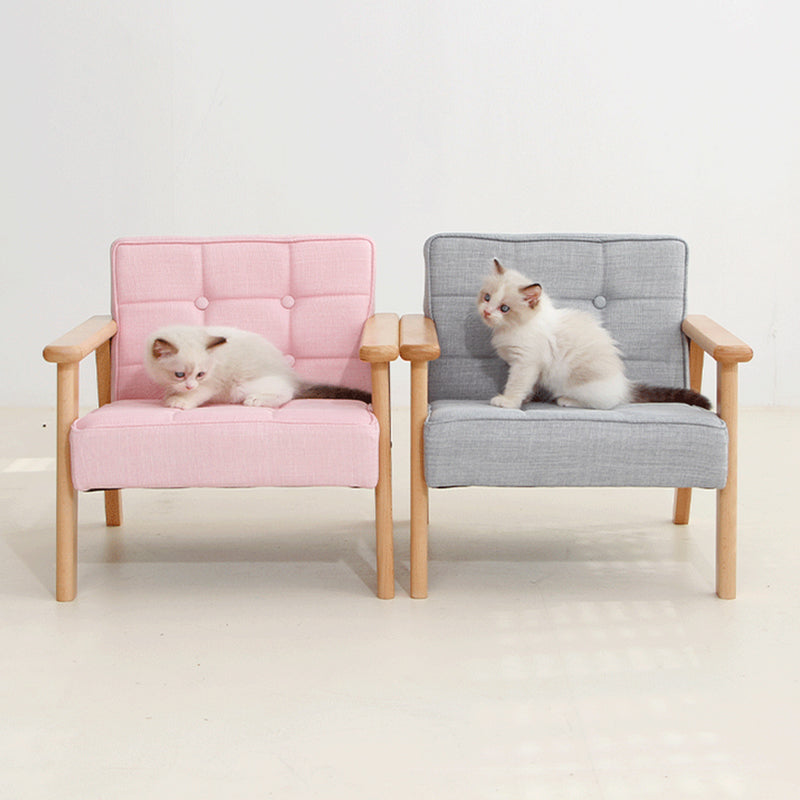 Classic Grey Wood Cat Sofa | Happy & Polly | Cute Rentro Cat Furniture | 17.1'' x 15.9'' x 16.5
