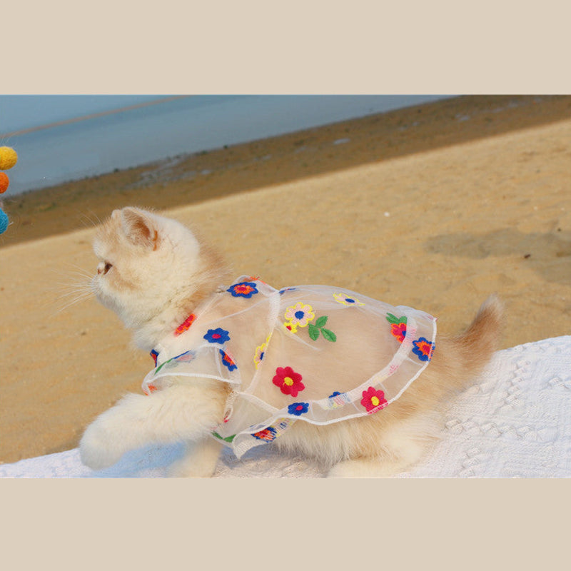 Flower Embroidery Cat Dress